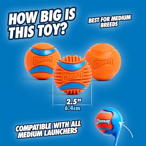 Chuckit! Ultra and Rugged Dog Balls, High-Bounce Fetch, Medium, Set of 3 - size: Medium (2.5"), style: Fetch Pack 2