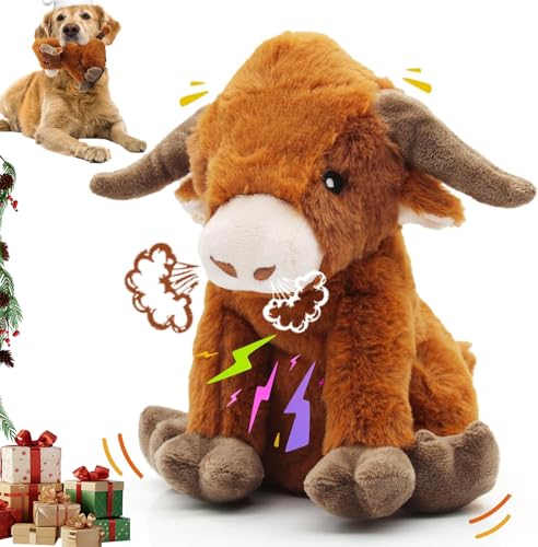 YZHDUXIU Highland Cow Dog Toy, Squeaky Dog Toys Stuffed Plush Puppy Toy - color: Brown Cow