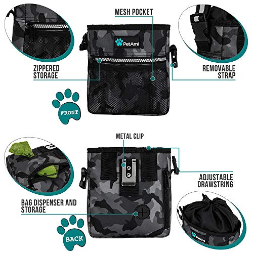 PetAmi Hands Free Dog Treat Pouch for Training and Walking, Camo Black - color: Camo Black