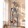 Feandrea Cat Tree, 73.2-Inch Cat Tower, Multi-Level Condo, Light Gray - color: Light Gray, size: 73.2 Inches
