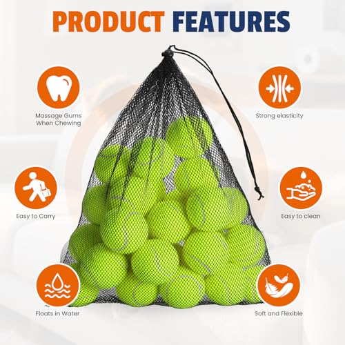 FURWEY Yellow Tennis Balls for Dogs, 2.5 inches, 16 Pack, Non Squeaky - color: yellow, size: 16P