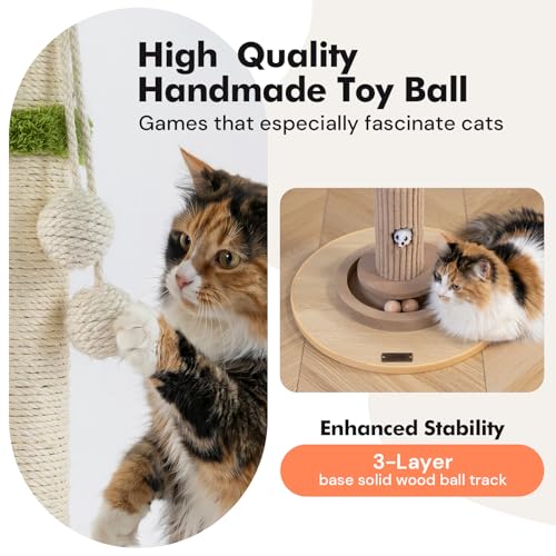 Woochpet 35"Cat Scratching Posts,Interactive Cat Toys For Indoor Large Cats - color: Beige