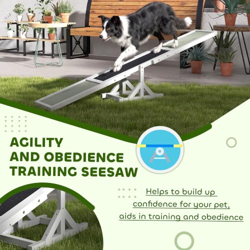 PawHut Wooden Dog Agility Seesaw for Exercise 71" L x 12" W x 12" H White - color: White, size: 70.75" x 11.75" x 11.75"