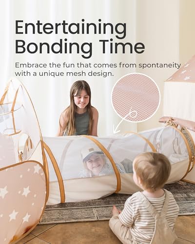 Tiny Land 5-Piece Play Tunnel & Ball Pit, Pop-Up Indoor Tent for Toddlers - color: 5 in 1 Khaki