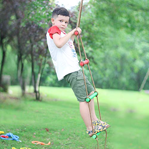 Rainbow Craft 6.6FT Ninja Rope Ladder, PP Material, Kids Obstacle Course