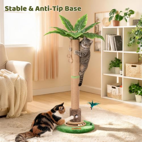 【Material Upgrade】 Famifit 50.8" Plant Cat Scratching Post, Tall Cat Tree - color: Green