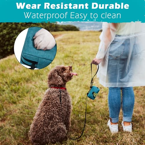 PetBonus Dog Poop Bag Holder, Portable Pet Waste Bag Dispenser, 2 Pouches for Treats and Walking Accessories, Fit All Leashes, Includes 1 Roll of Dog Poop Bags (Lagoon Blue) - color: Lagoon Blue