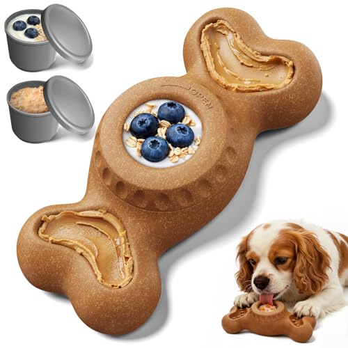 3-in-1 Enrichment Dog Toy for Aggressive Chewers,Frozen Treat Toy & Interactive Treat Dispenser with Peanut Butter Grooves,Long Lasting Slow Feeder Chew Toy for Large Dogs,Easy to Clean,Brown - color: Brown