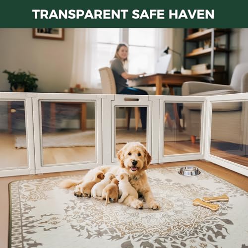FXW AuraSpace Clear Acrylic Indoor Dog Playpen, 24" H, 16 Panels, White - color: White, size: 24"H