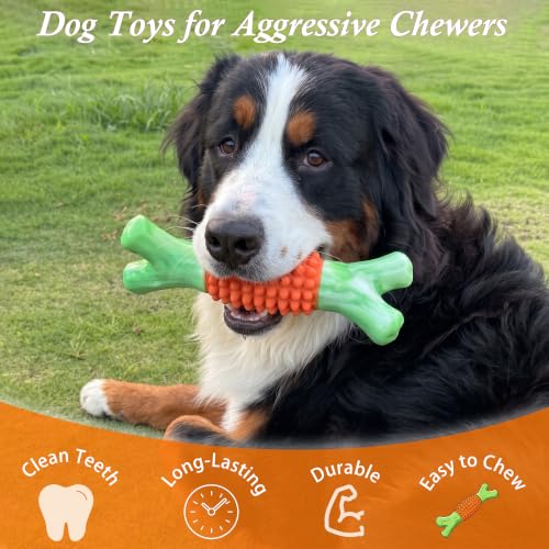 Dog Toys for Aggressive Chewers, Tough Stick Chew Bone - color: 02-orange