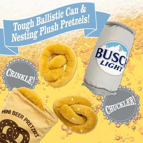 Busch Light, Plush Nesting Hide & Seek Dog Toy Bundle, Beer Can & Pretzel - style: Busch Light