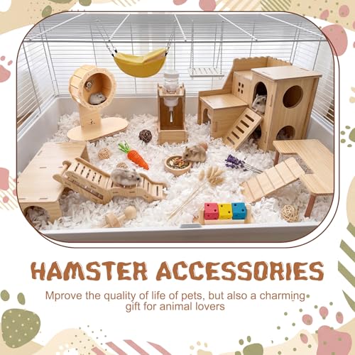 Leinuosen 19 Pcs Hamster Cage Accessories Exercise Wheel Platform Hideout