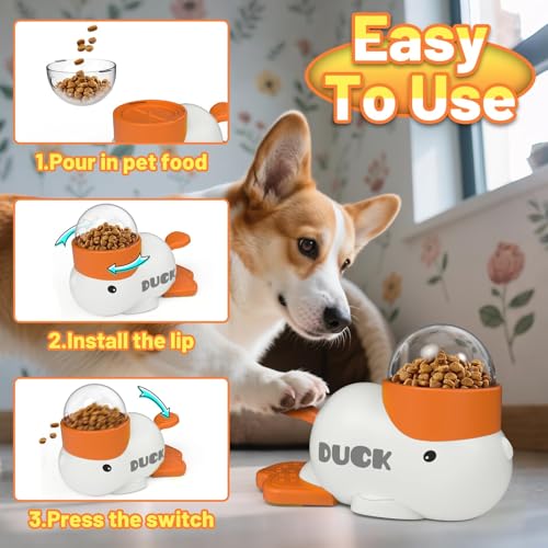 Duck Dog Treat Dispenser Toy, Interactive Slow Feeder Puzzle Toy - color: Yellow