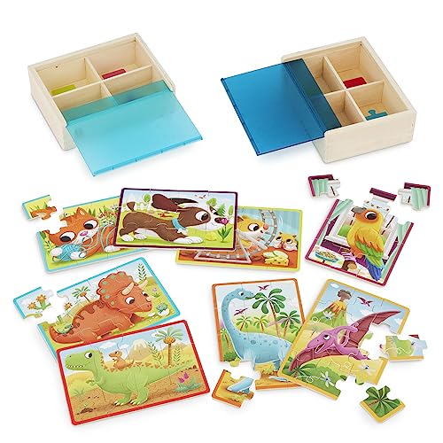 B. toys Wooden Puzzles Pack o' Puzzles Pets & Dinos 2-Pack Set, 2 Pack - style: 2 Pack