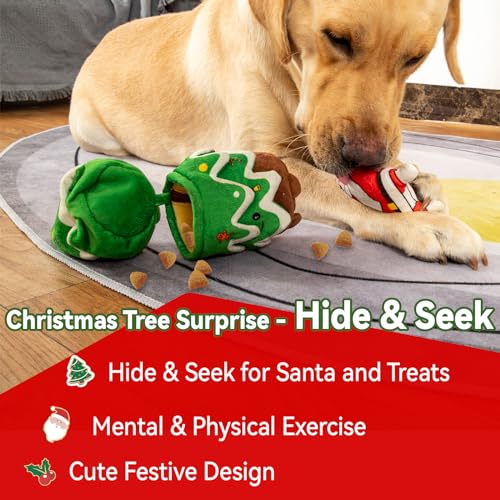 Christmas Dog Toy, Squeaky Crinkle Xmas Tree and Santa - style: Christmas Toy