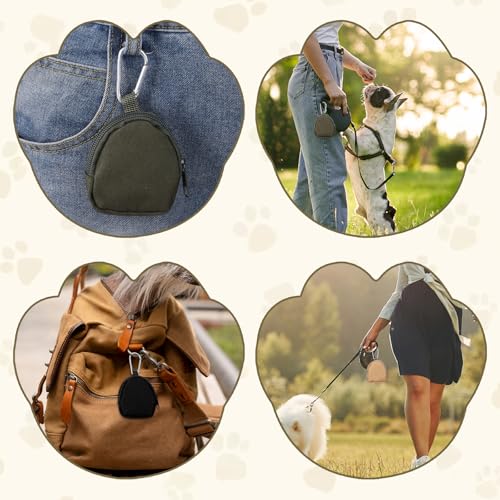 3 Pcs Dog Treat Pouch, Portable Pet Training Reward Pouch, Small Puppy Treat Bag for Leash, Hand Free Dog Walking Bag with Carabiner Zipper Closure for Puppy Travel or Outdoor Use