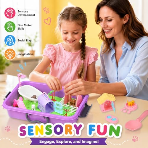 Carolart Pet Sensory Bin, Dog & Cat Sand Box Play Sand Kit, Sensory Toys - style: Pet