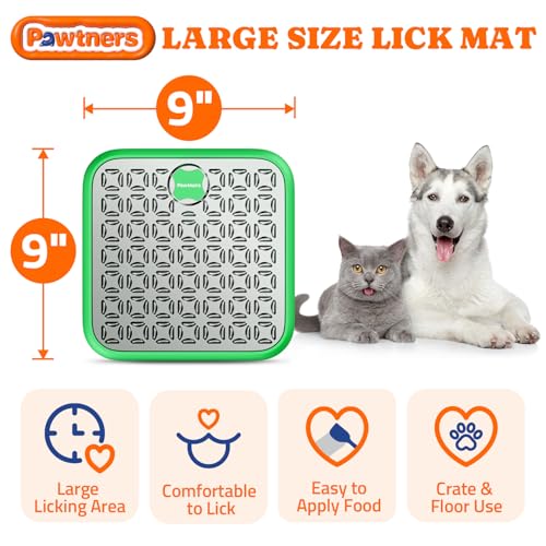 Pawtners Stainless Steel Large Lick Mat for Dogs, 2 Pack, Blue+Green - color: blue+green, size: 2pack