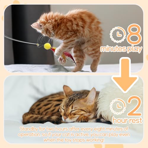 Automatic Door Hanging Cat Toy - Rechargeable Electric Feather Teaser Remote Control, 4 Replaceable Feathers, Interactive Exercise Toy for Indoor Cats & Kittens (White) - color: white