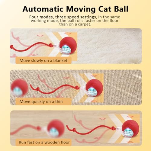 Cat Toy, 360° Automatic Rolling Smart Pet Ball Toys, Motion-Activated, Rechargeable, Four Modes, Three Speed Adjustment, Solve Your Cat's Boredom in Seconds (Grey) - color: Gary