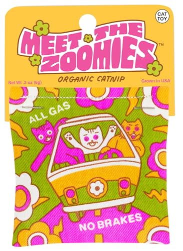 Blue Q Catnip - Cute Cat Toys for Biting with Funny Graphics - The Zoomies - color: Meet The Zoomies