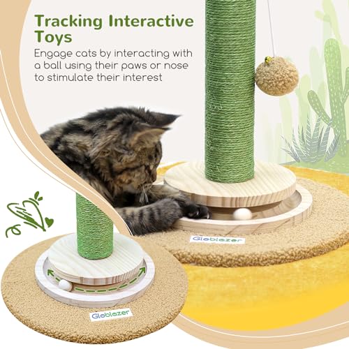Globlzer 30in Cactus Cat Scratching Post for Indoor Cats, SC30, Green