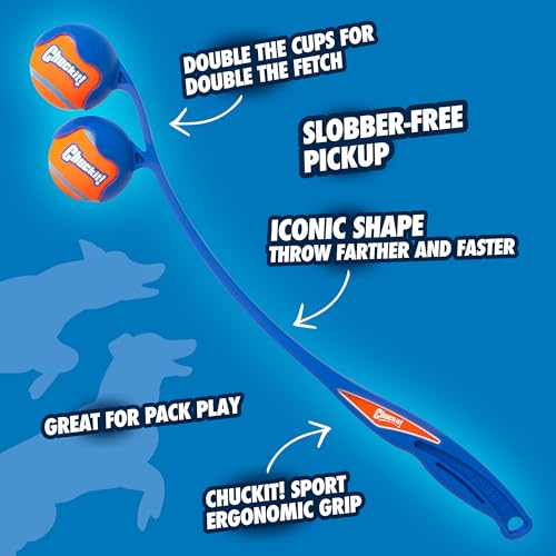 Chuckit! The Duo 22M Double Launcher Dog Toy 22", Two Medium Tennis Balls - style: The Duo