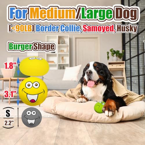 3.1" Squeaky Dog Toys for Large Dog, Medium Breed, Latex Flat Ball - color: 4 Colors For M/L 3.1", size: Large