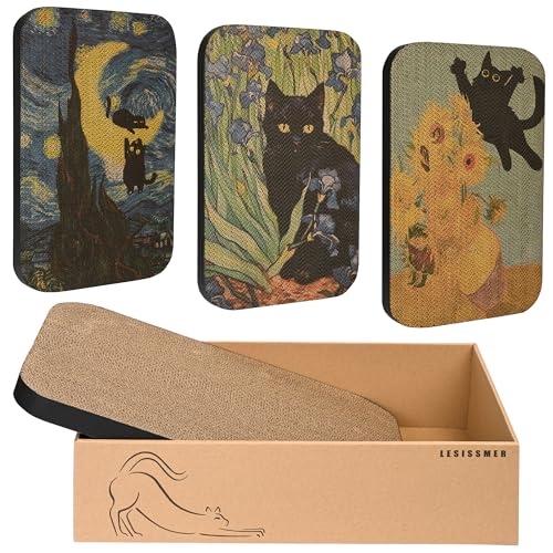 4 Pack Cat Wall Scratcher, Art Cat Scratching Board for Cats - color: Van Gogh-1