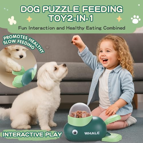Interactive Dog Toys & Cat Toys for Indoor Cats, Dog Puzzle Toy Slow Feeder Bowl, Puppy Enrichment Toys, Interactive Cat Toys, Dog Feeder Puzzle Toy for Smart Dogs to Keep Them Busy - color: Whale-Green