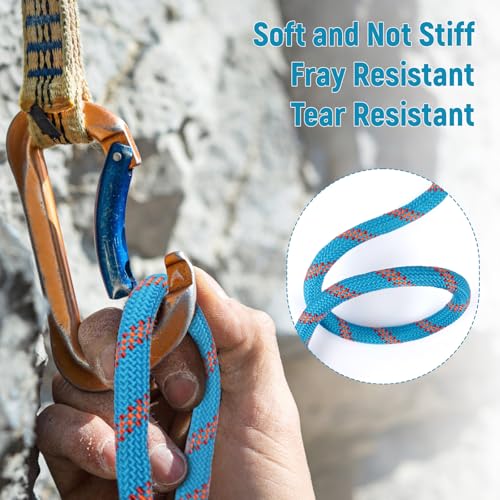 1/2 in x 200Ft Static Polyester Arborist Rope, ASTM F2116 Certified 9000Lbs MBS 48 Strands Bull Rope for Climbing Tree Swing Pulling Sailing - size: 1/2 x 200ft, style: Blue