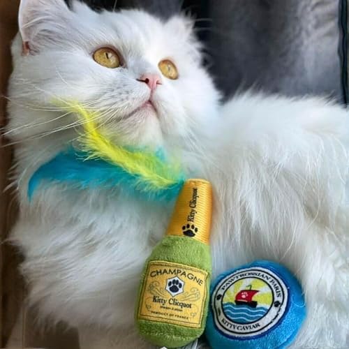 Haute Diggity Kitty Clicquot & Caviar + Kitty Cocktails Soft Plush Cat Toys - color: Multi - Kitty Clicquot Caviar + Apawrol Spritz