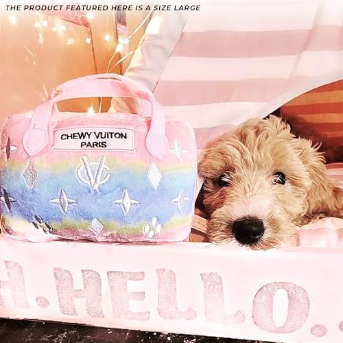 Haute Diggity Dog Chewy Vuiton Handbag Plush Dog Toy, Designer Parody Toy - color: Pink Ombre Purse, size: Large