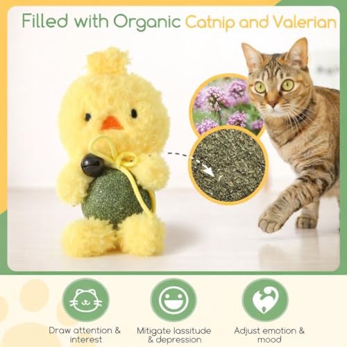 Cat Toys with Catnip Kitten Chew Bite Supplies Boredom Relief Fluffy Kitty Teeth Cleaning Chewing Cat Lovers Interactive Plush Gift (New Duck) - color: New Duck