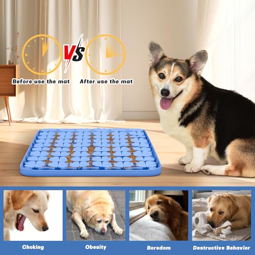 Silicone Snuffle Mat for Dogs 23.6"x 15.7" Large Slow Feeder Mat, Blue - color: Blue:23.6"x15.7"