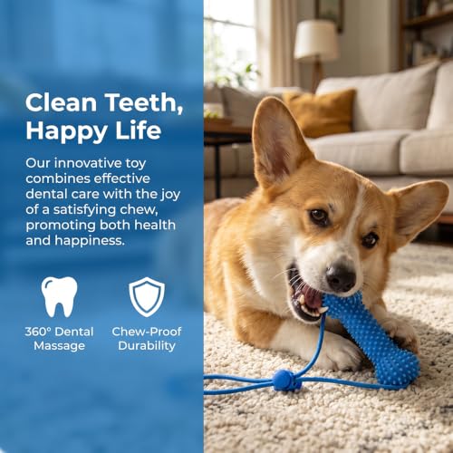 Dog Chew Toys, Durable Interactive Dog Toys with Rope, Enrichment Chew Toy for Small, Medium and Large Dogs, Indoor Outdoor Toy for Stress Relief and Boredom Busting