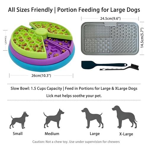 Slow Feeder Dog Bowl 3-Level Interactive Puzzle Feeder - color: Grey