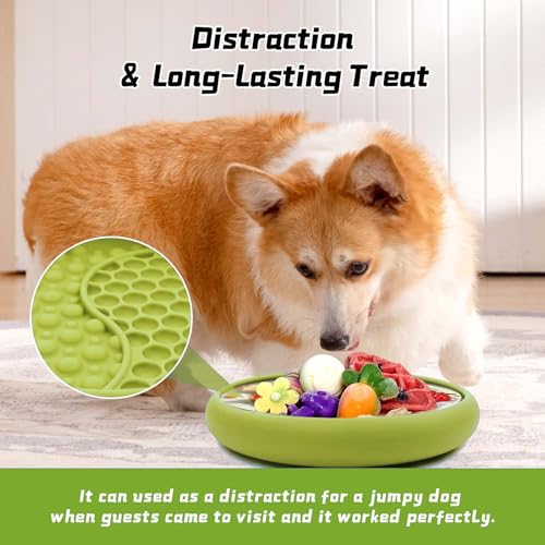 Dog Lick Bowl, Non-Slip Lick Mat Slow Feeder for Dogs & Cats - color: Green, size: Large