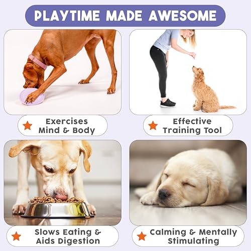 Flying Saucer - Silicone Dog Treat Puzzle, Lick Mat and Slow Feeder (Large) - size: Large