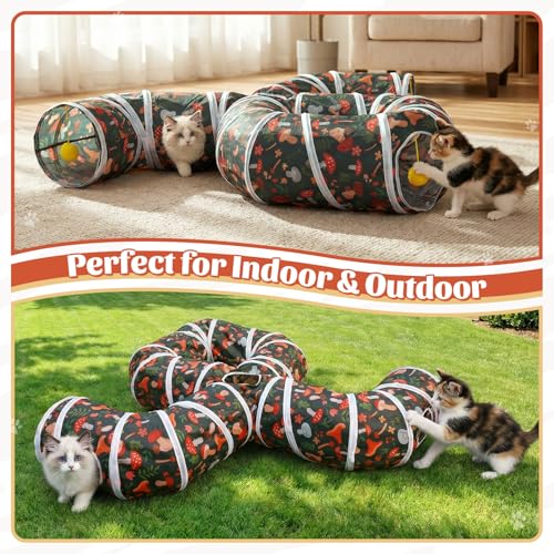 Cat Tunnel for Indoor Entertainment, Tear-Resistant Cat Play Tube with Play Ball, Collapsible Pet Tube with Interactive Peephole, Ideal for Kittens Puppies Rabbits (Octopus-Shaped) - color: Octopus-shaped