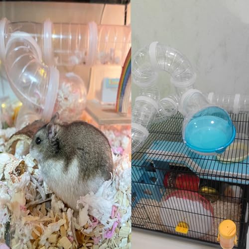 Hamster Tunnel Tubes DIY Toys Cage Accessories for Dwarf Gerbils - color: Transparent