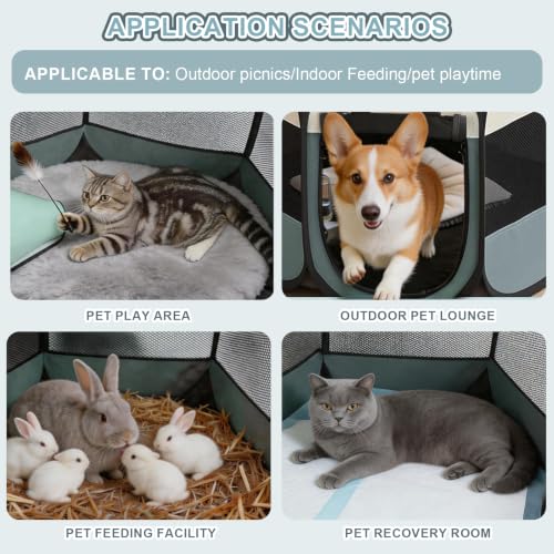 Dog Cat Playpen, Puppy Pet Crate Tent Cage, Home Enclosure Kennel - color: Grey, size: L(45"L x 45"W x 23"H)