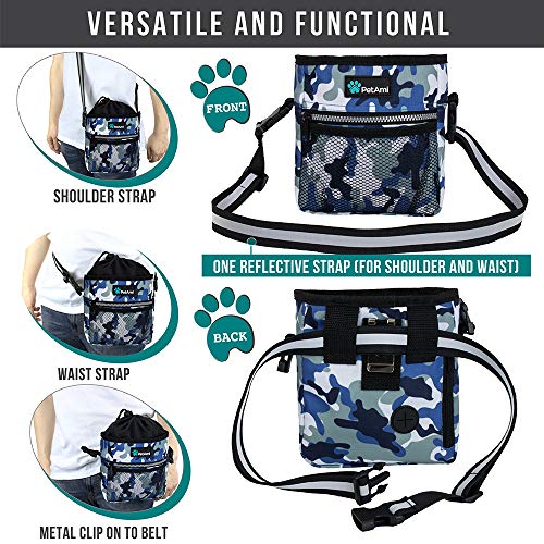 PetAmi Hands Free Dog Treat Pouch for Training and Walking, Camo Blue - color: Camo Blue