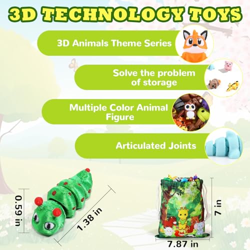 100 Pcs Mini 3D Printed Animals, Cute Desk Pets Classroom Prizes Toys - style: 100 Pcs Animals