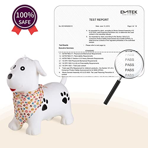 INPANY Bouncy Dog Hopper for 2-5 Boys, Toy, Pump Included - color: White Dog