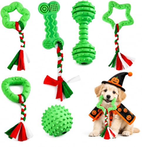 Halloween Puppy Chew Toys, 6 Pack Teething Toys for Small Breed Puppies - color: 6 Pack Green Chew Toys