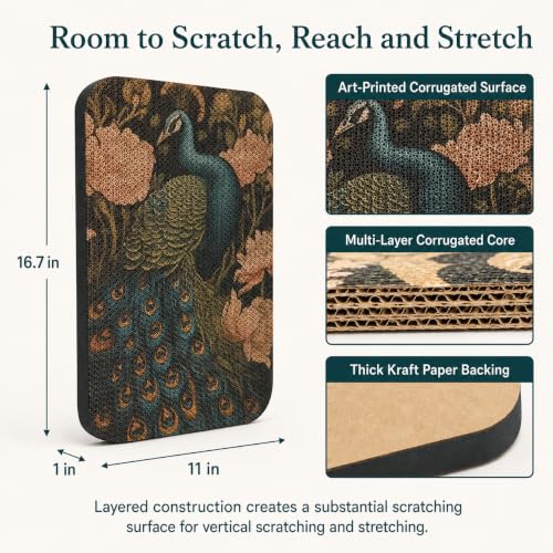 2 Pack Cat Wall Scratcher, Art Cat Scratching Board for Cats - color: Butterfly & Peacock