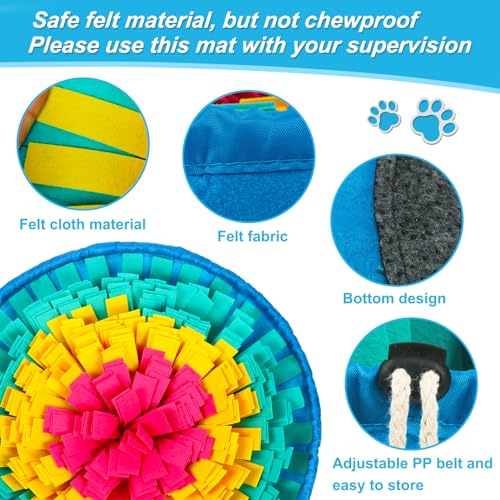 Vivifying Snuffle Mat for Dogs, 17 in Flower Puzzle Mat, Red, Yellow & Blue - color: Red&Yellow&Blue