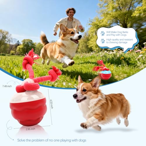 Goosheep 2026 New Interactive Dog Toys, Automatic Moving Dog Ball for Medium/Large Dogs, Interactive Smart Rolling Dogs Toy Ball with Light Up to Keep Them Busy(Red) - color: Red