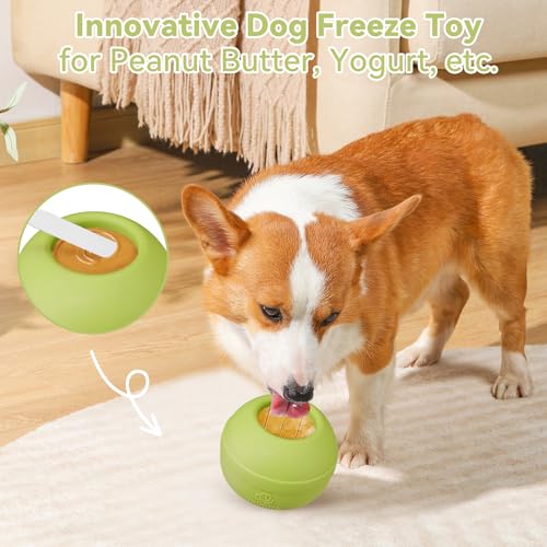Long-Lasting Interactive Dog Lick Toy, Stuffable Dog Enrichment to Keep Dogs Busy, Wobbly Treat Dispensing Freezable Chew Toys, Food-Grade Safe (Green,M) - color: Green, size: M